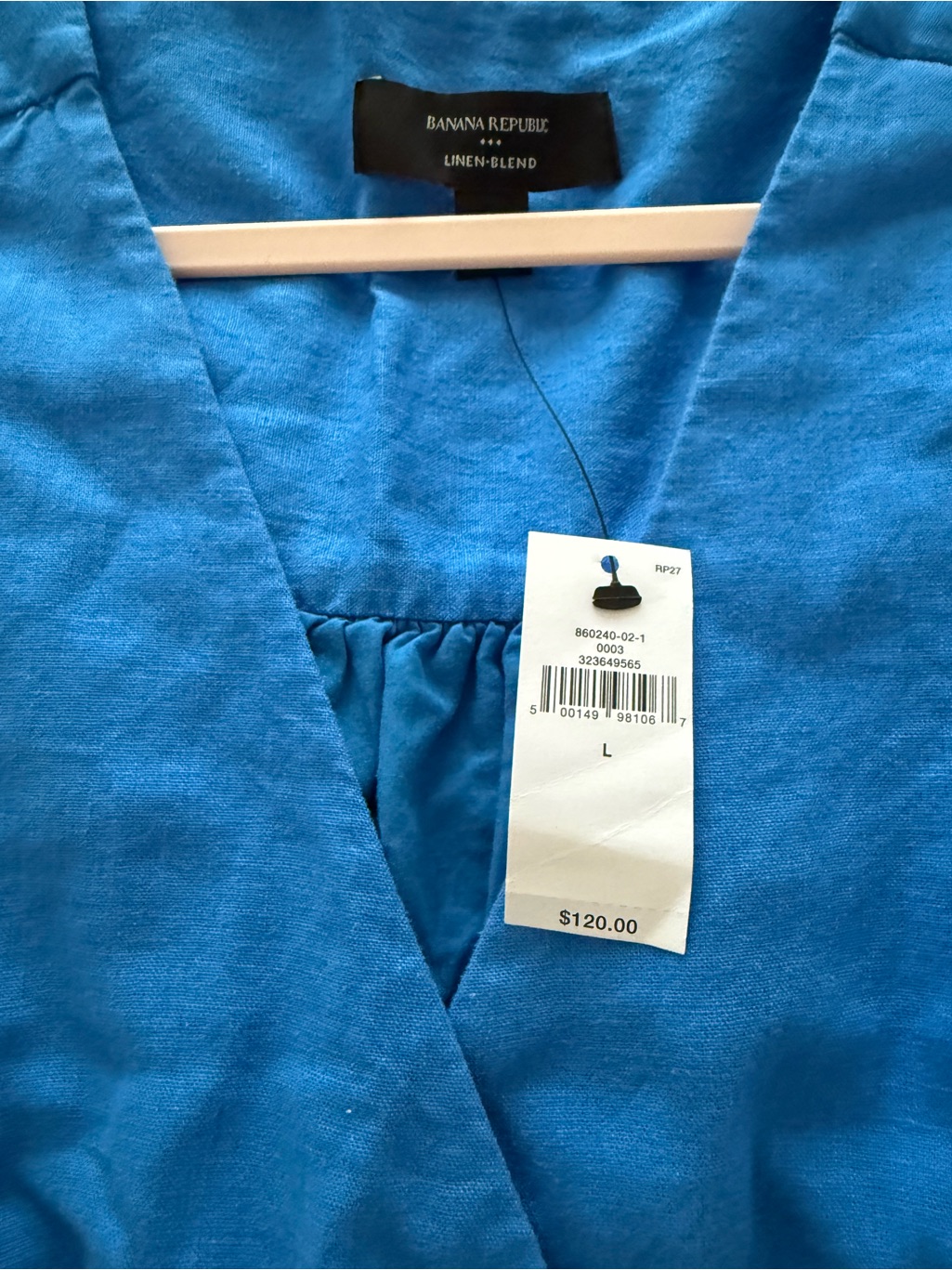 Banana Republic Factory Linen Blend Smocked Waist Blue Mini Dress — image 7 of 8